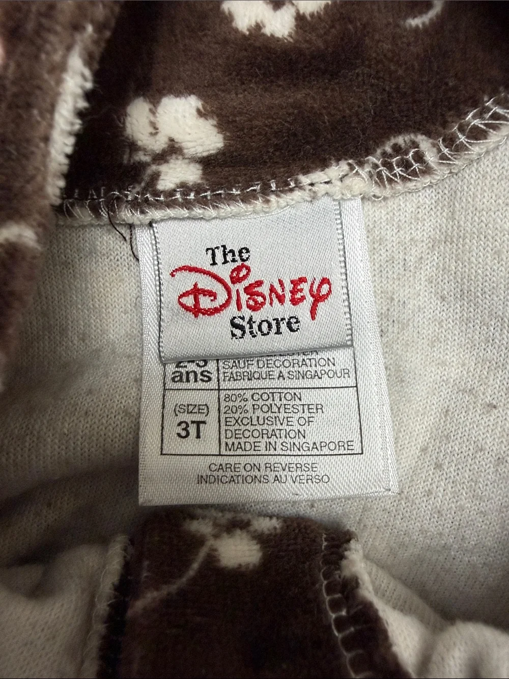 Disney Winnie the Pooh Girls 3T Vintage Brown and Cream Floral Velour Dress